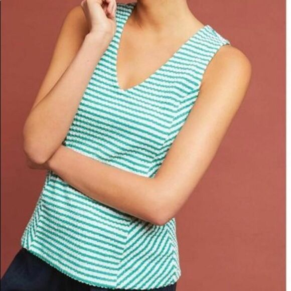 Anthropologie Maeve Franconia Striped V-Neck Tank - Picture 2 of 9
